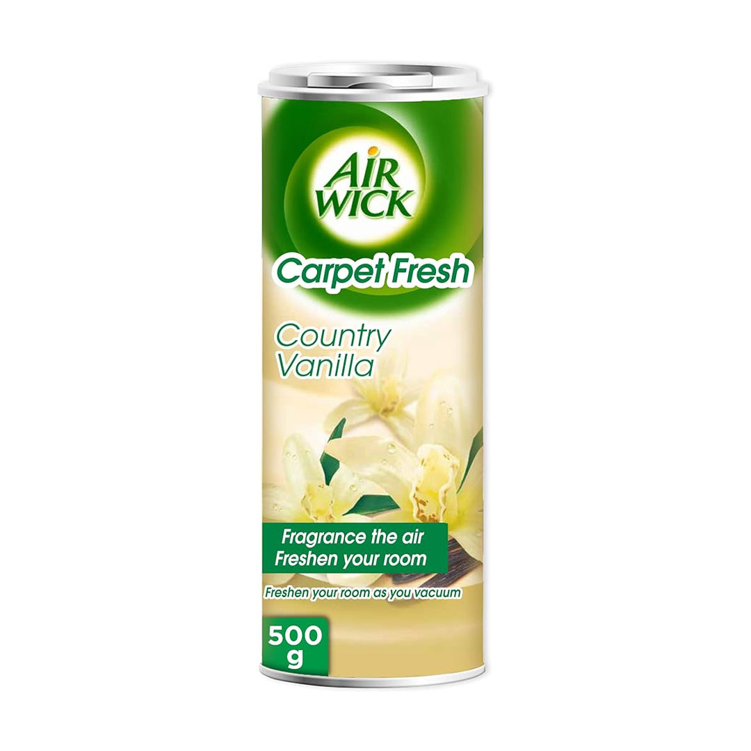 Air Wick Carpet Fresh, Neutralises Odour, Fragrances the Air, Freshens as you Vacuum, Easy to Use Carpet Powder Deodoriser, Country Vanilla Fragrance, 500g | B.99904012 (NIS/NIE/NII-TX)