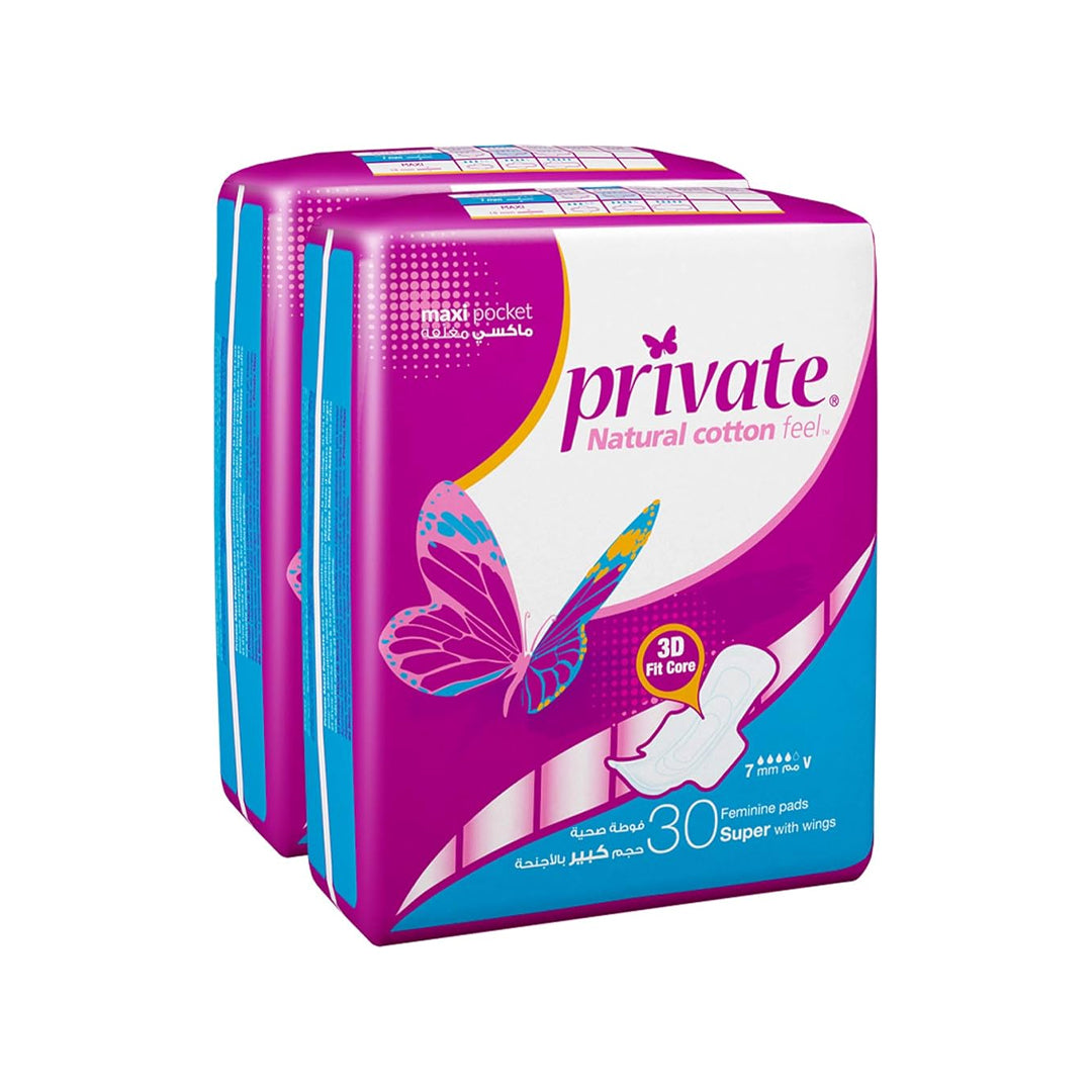 Private Natural Cotton Feel Sanitary Napkin - Super 30 Pads | B.20045906 (OSM/OON/OOH)