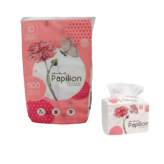 Papilion Luxurious Facial Tissues 500 Single Sheets X 10 Packs | B.9738941404045 (HO/HE/HH-TX)