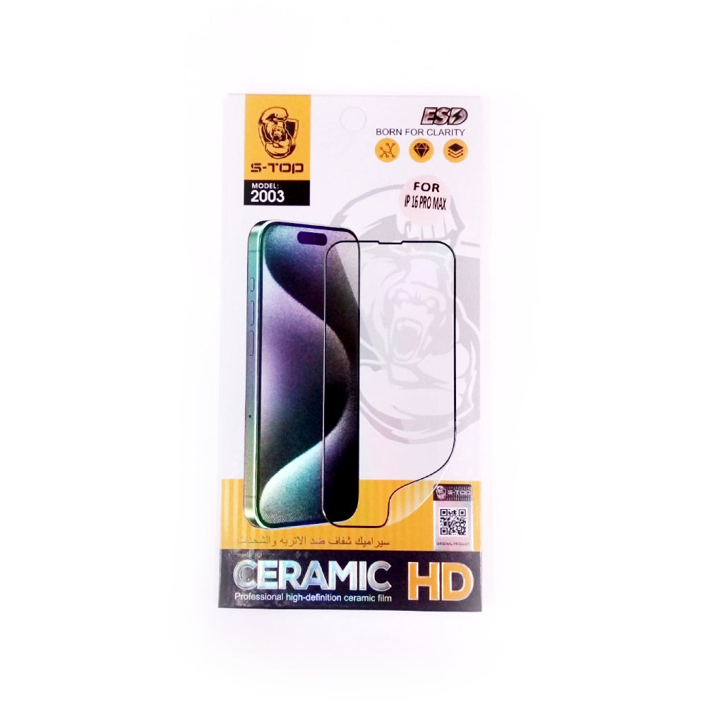 S-TOP HD-Ceramics Film Screen Protector | 2003 | IPhone 16 Pro (VG/LV/UV)