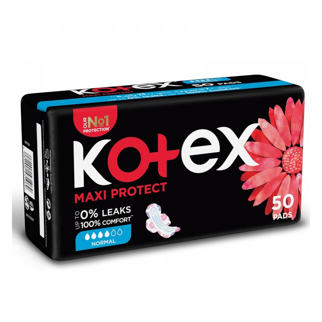 Kotex Maxi Protect Thick Pads, Normal Size Sanitary Pads with Wings, 50 Sanitary Pads | B.6281002431069 (IM/OSS/OSE-TX)