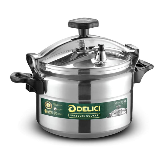DELICI Aluminium Pressure Cooker, Pressure Pot, Arabic Cooker,Safety Lock,Silver,2 Year Warranty- (11, Liters) | 8906126688691 (IR-II-OSO)