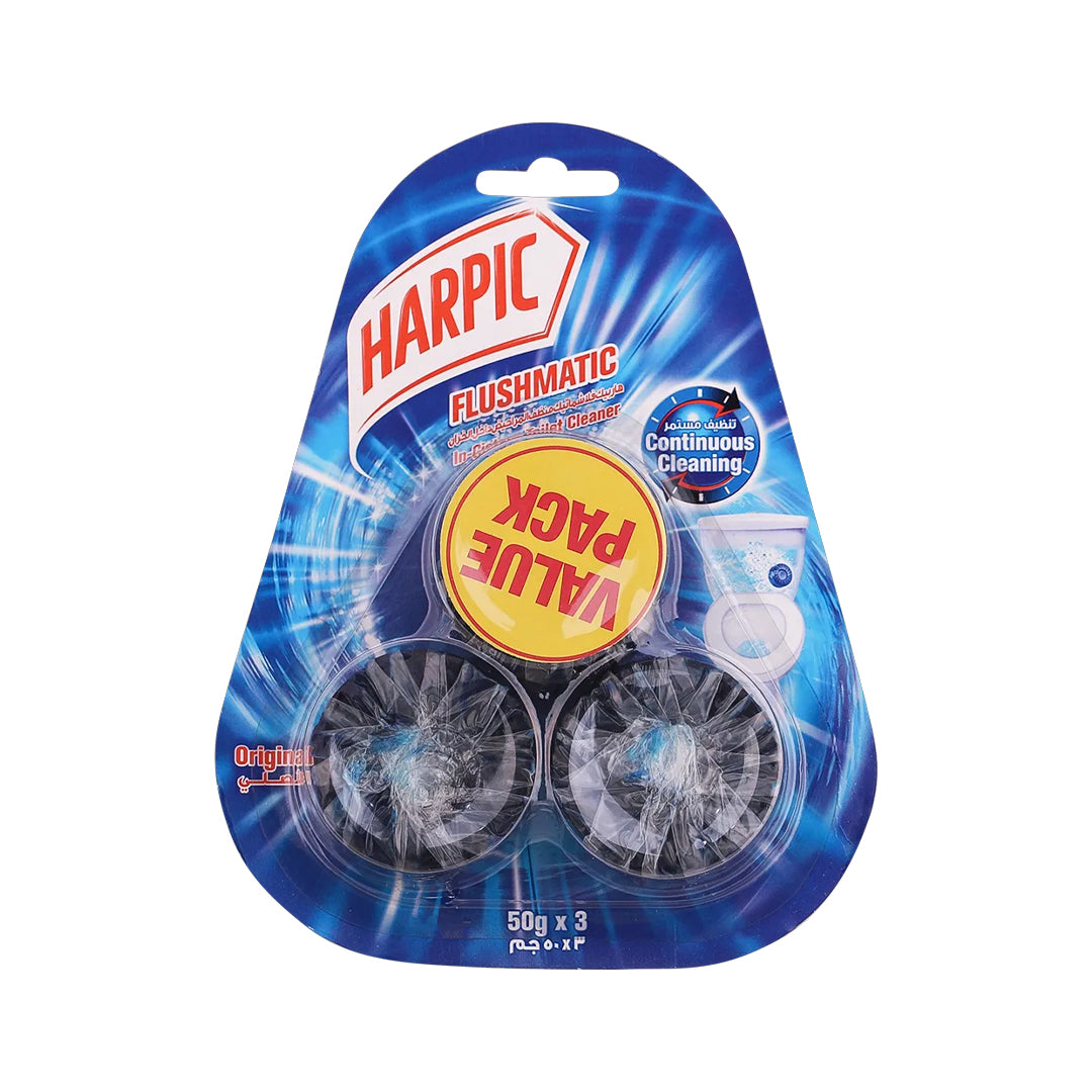 Harpic Flushmatic In Cistern Toilet Cleaner 3 Pieces Blue 50 gr | B.6295120011560 (OI-NS-NO)