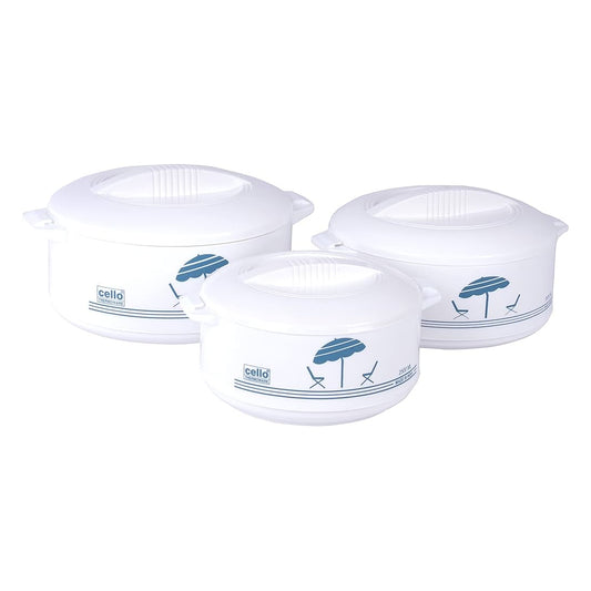 Cello Chef Delux 3Pcs Insulated Casserole |Hot-pot|Food Warmer | Insulated Bowl|Keeps Food Hot & Fresh for Long Hours 850ml, 1500ml, 2500ml | B.8901372165583 (AM-RS-RN)