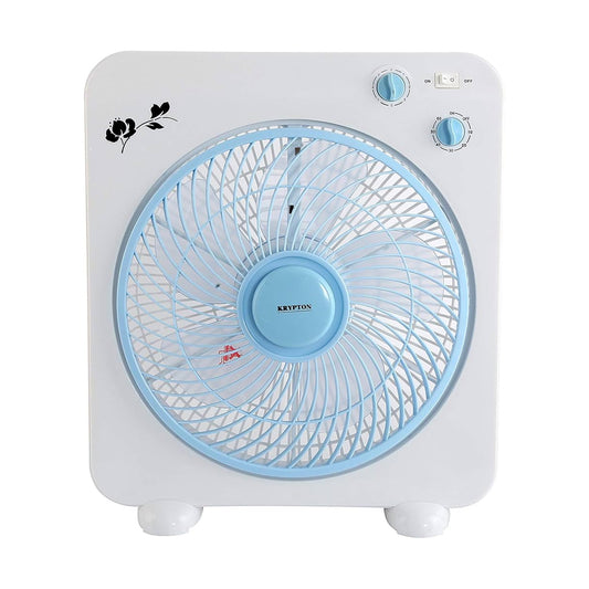 Krypton 12'' Box Fan KNF6115 - Powerful Personal Desk Box Fan | Copper Motor | Table Fan for Office | Home (3 Speed) Fan Guard With 60 Minutes Timer | B.6294015606362 (MA-IS-IC-TX)