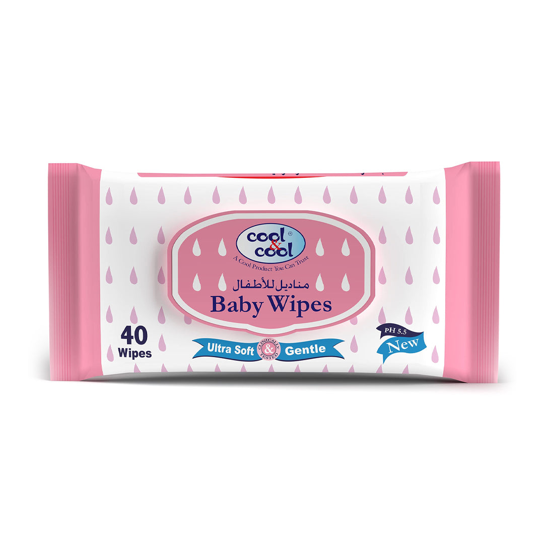 Cool & Cool Baby Wipes 40's - Alcohol Free,Paraben Free,Vitamin E,Aloe Vera,Ultra Soft & Gentle for Sensitive & Delicate Skin | B.5055810003609 (IH/OSS/OSC-TX)