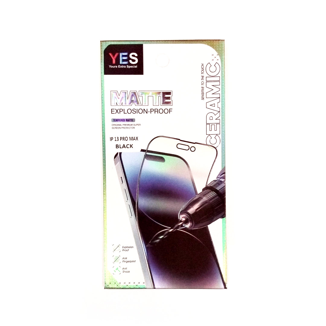 Yes Matte Screen Protector Ceramic | Anti Fingerprint | Iphone 13 Pro Max Black (VX/LV)