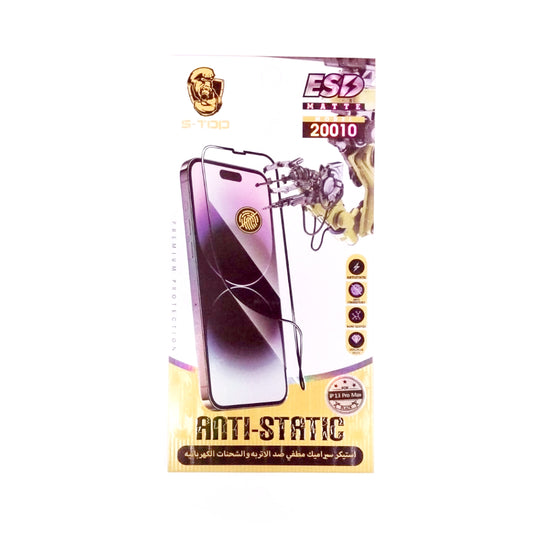 S-TOP - 20010 | Matte Screen Protector Film | Anti Fingerprint | Iphone 13 Pro Max Black (VB/VG/LT)